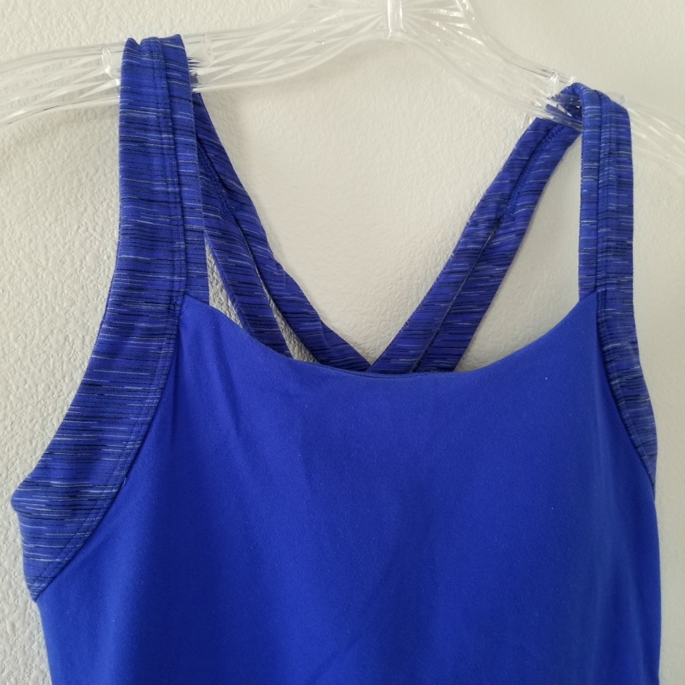Lucy Activewear Fitted Tank Top Blue w/ Bra EUC - Picture 3 of 7